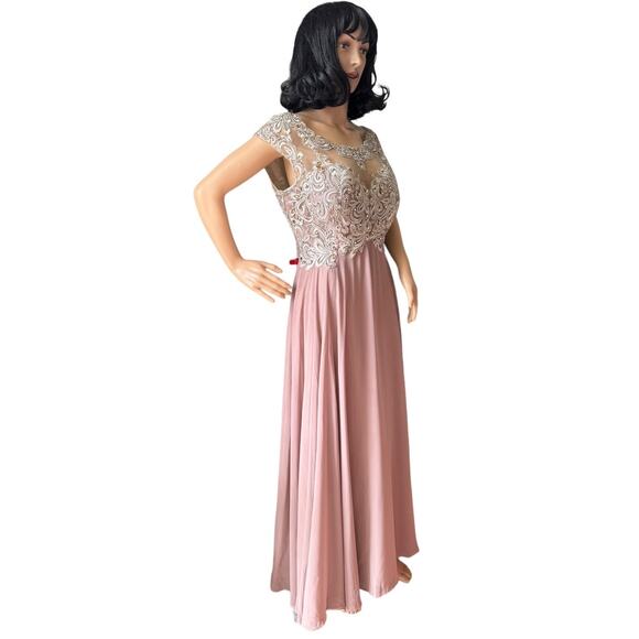 Mother of bride Embellished Illusion Jewel Neck A-line gown size large - XL - Picture 7 of 13